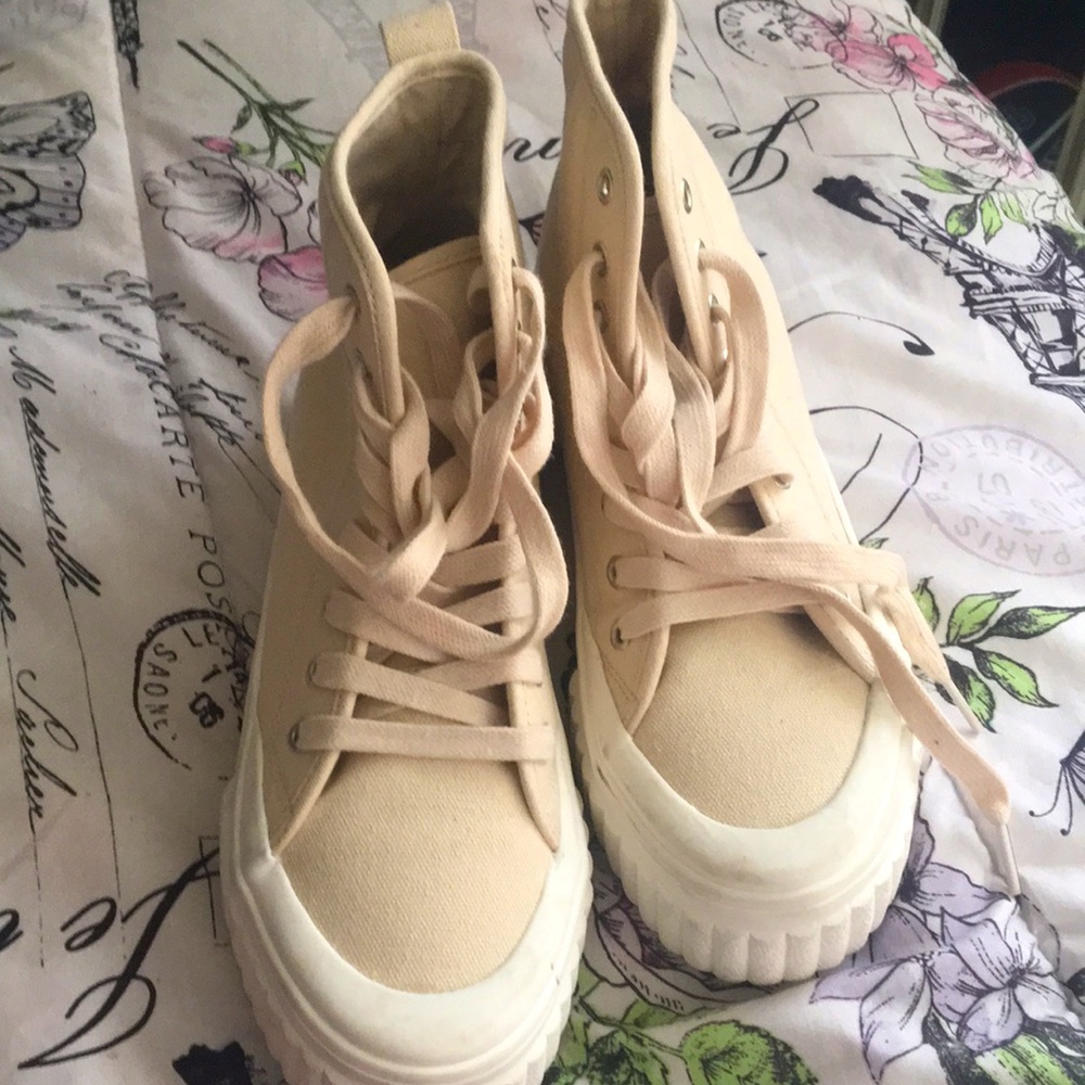cream shoes.